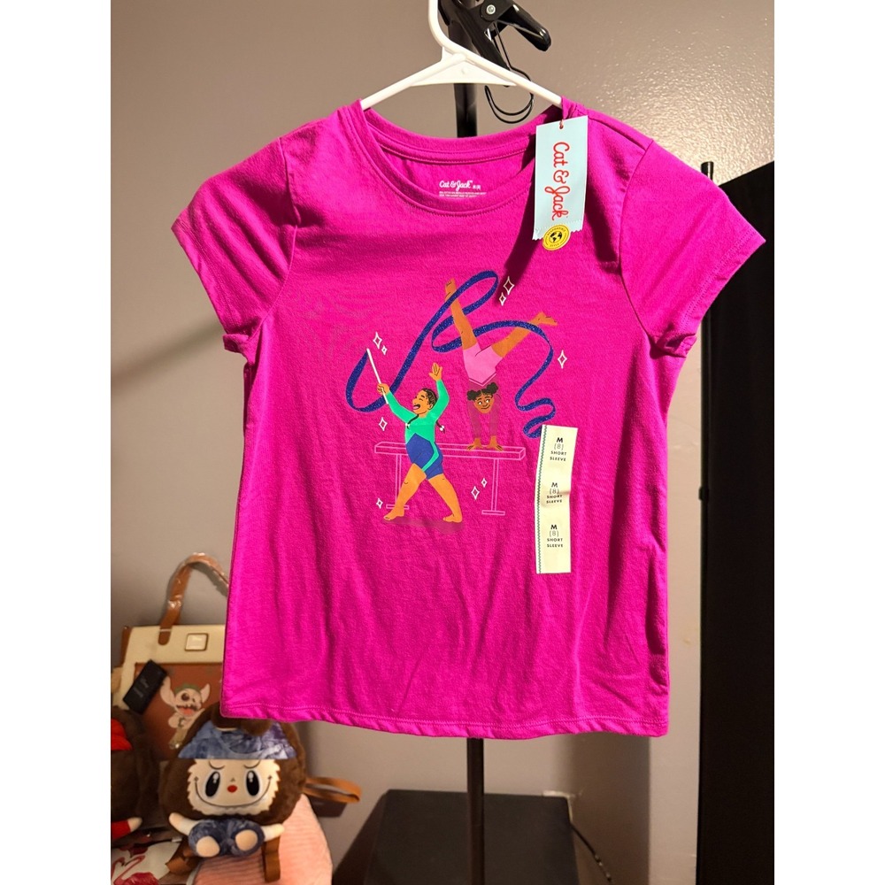 Cat & Jack Girls Purple Gymnastics T-Shirt Sz M (8)